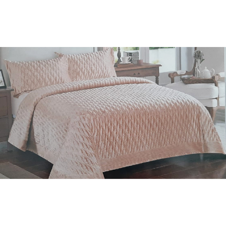 Valentini Bedspread Single 180x230 2PCS Italy Velvet+ Micromink 100Gsm Champagne, NSN-BSP-VLN-S-Y6 (Champagne)